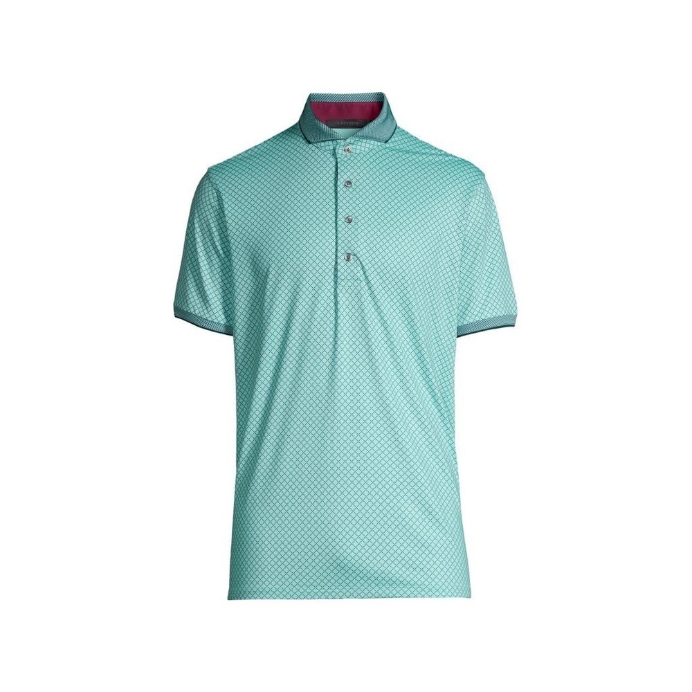 Greyson Mens Crossed Arrows Polo Skystone Geometric Diamond Print Teal Golf XXL‎